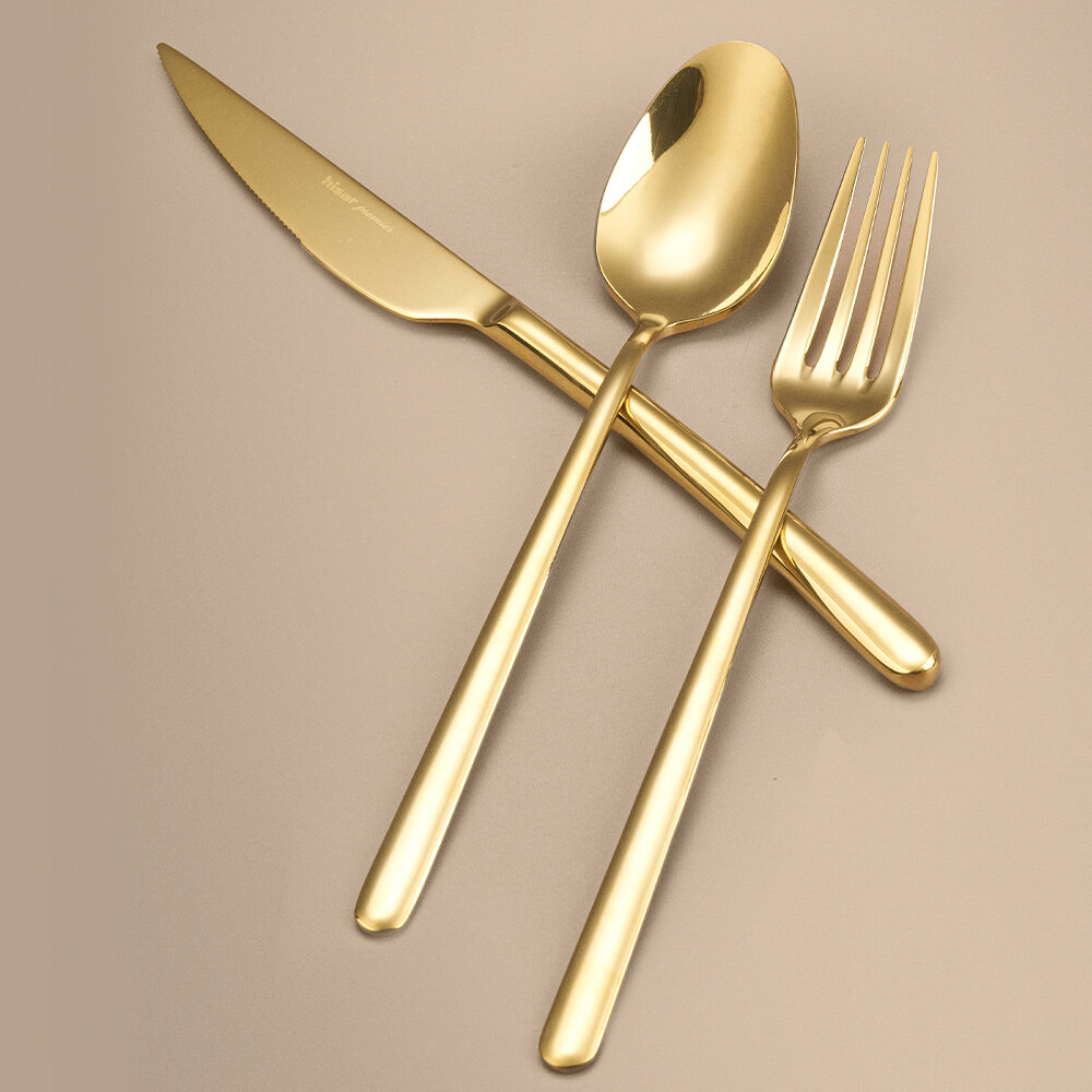 Hisar Bahama 18 Parça Çatal Kaşık Bıçak Takımı Titanyum Gold - 2