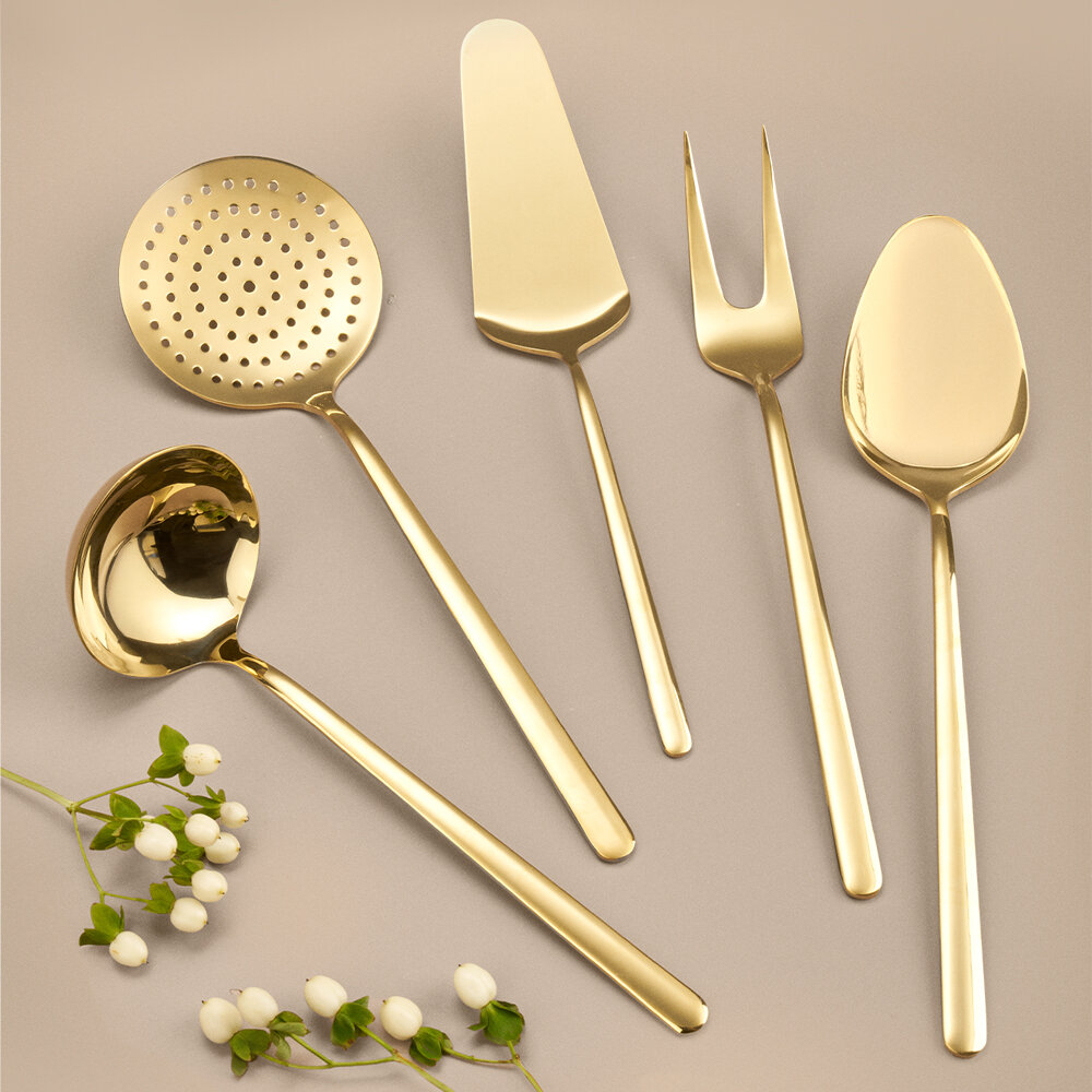 Hisar Bahama 5 Parça Çelik Servis Seti Titanyum Gold - 1
