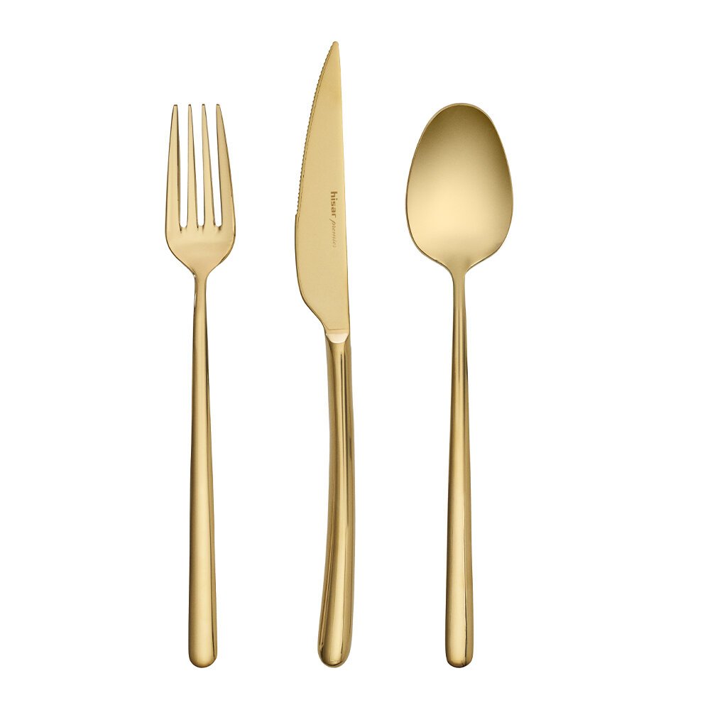Hisar Bahama 60 Parça Çatal Kaşık Bıçak Seti Titanyum Gold - 1