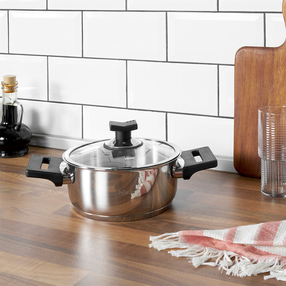 Hisar Belek İndüksiyon Tabanlı Çelik Derin Tencere 18 Cm Siyah - Hisar