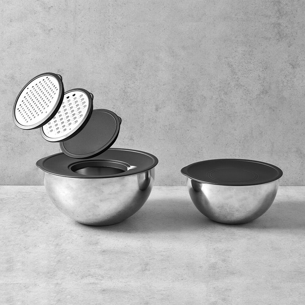 Hisar Efes 7 Parça Rendeli Çelik Karıştırma ve Saklama Kabı Siyah - Hisar