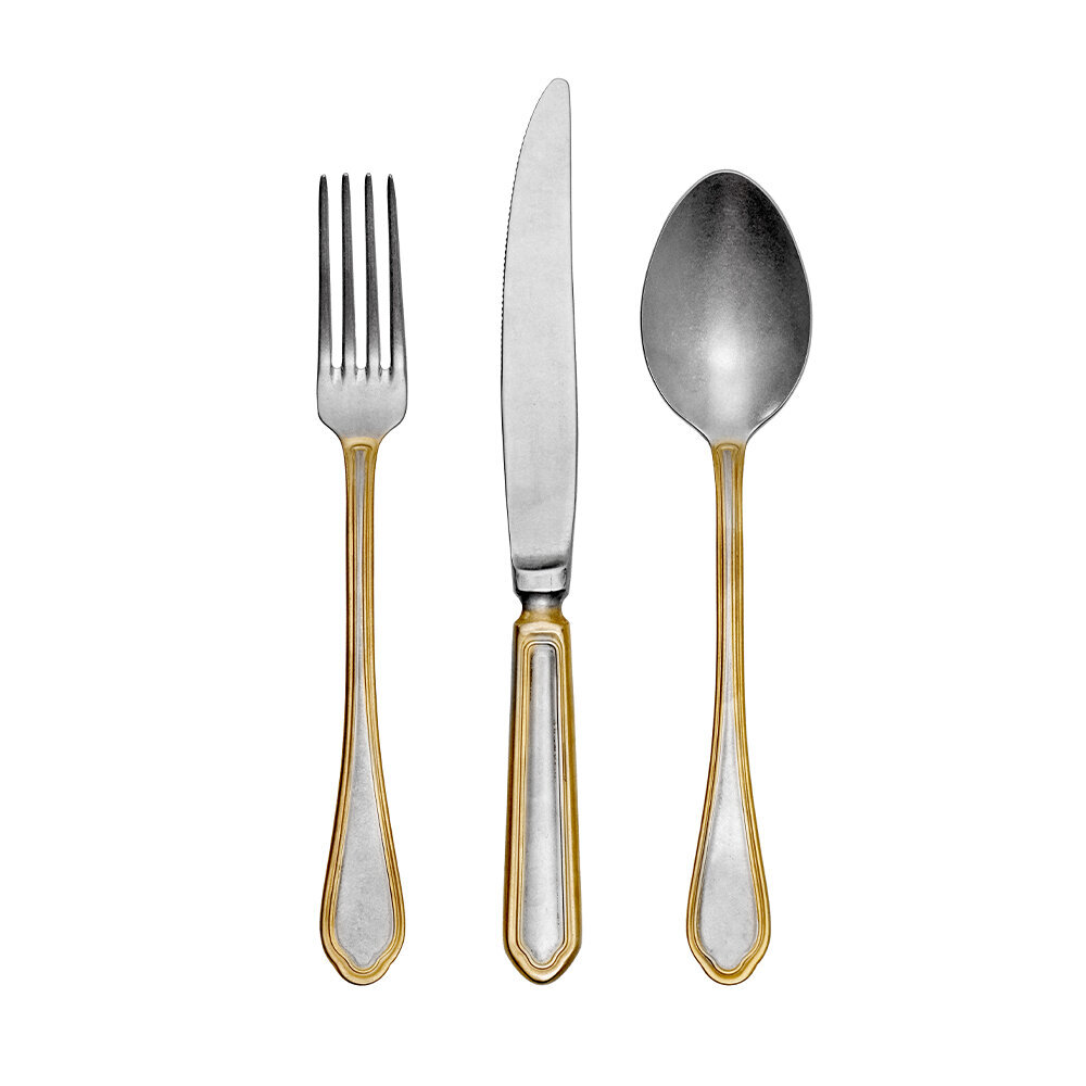 Hisar Floransa 36 Parça 6 Kişilik Çatal Kaşık Bıçak Takımı Eskitme Gold - 2