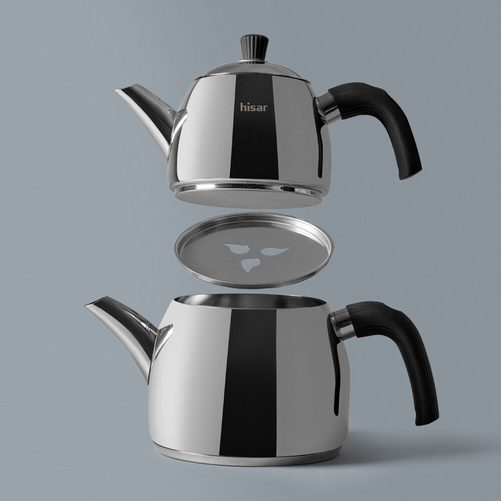 Hisar Hera Midi Çelik Çaydanlık Siyah - Hisar