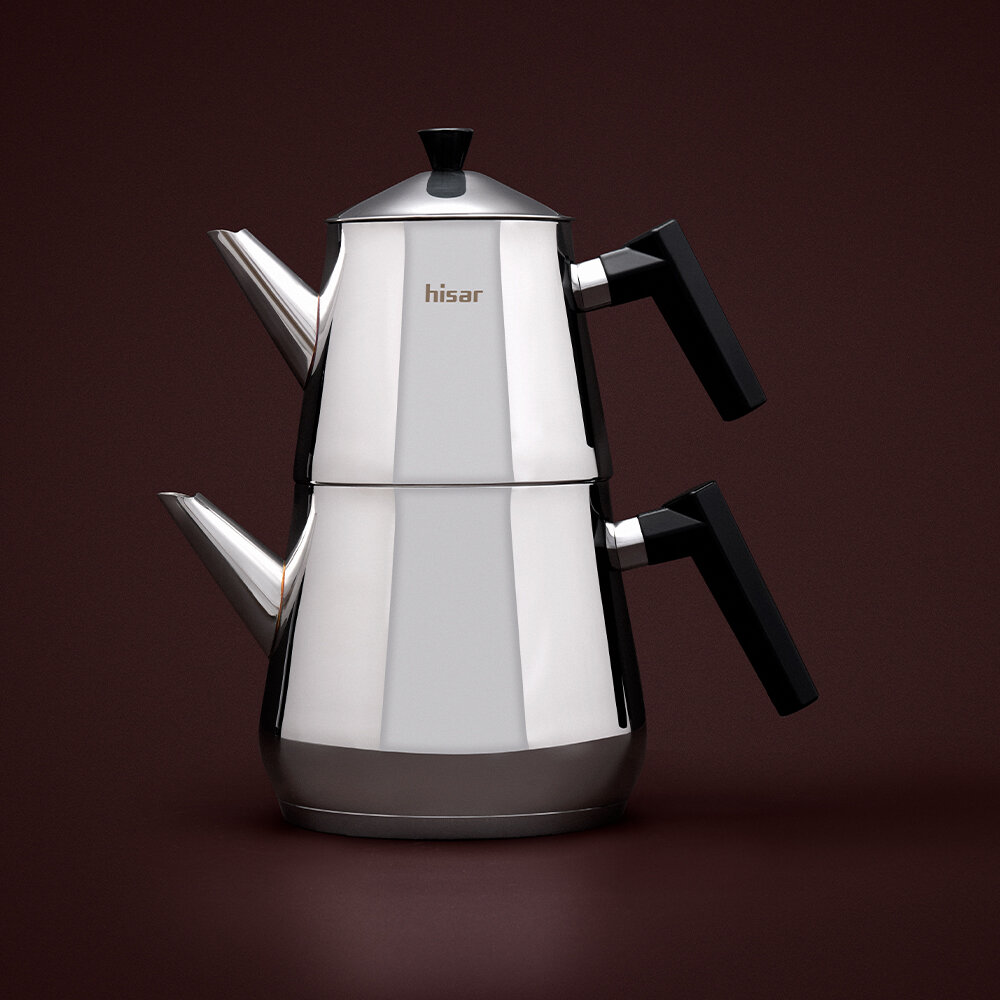 Hisar Heybeli Plus Midi Çelik Çaydanlık Siyah - 2