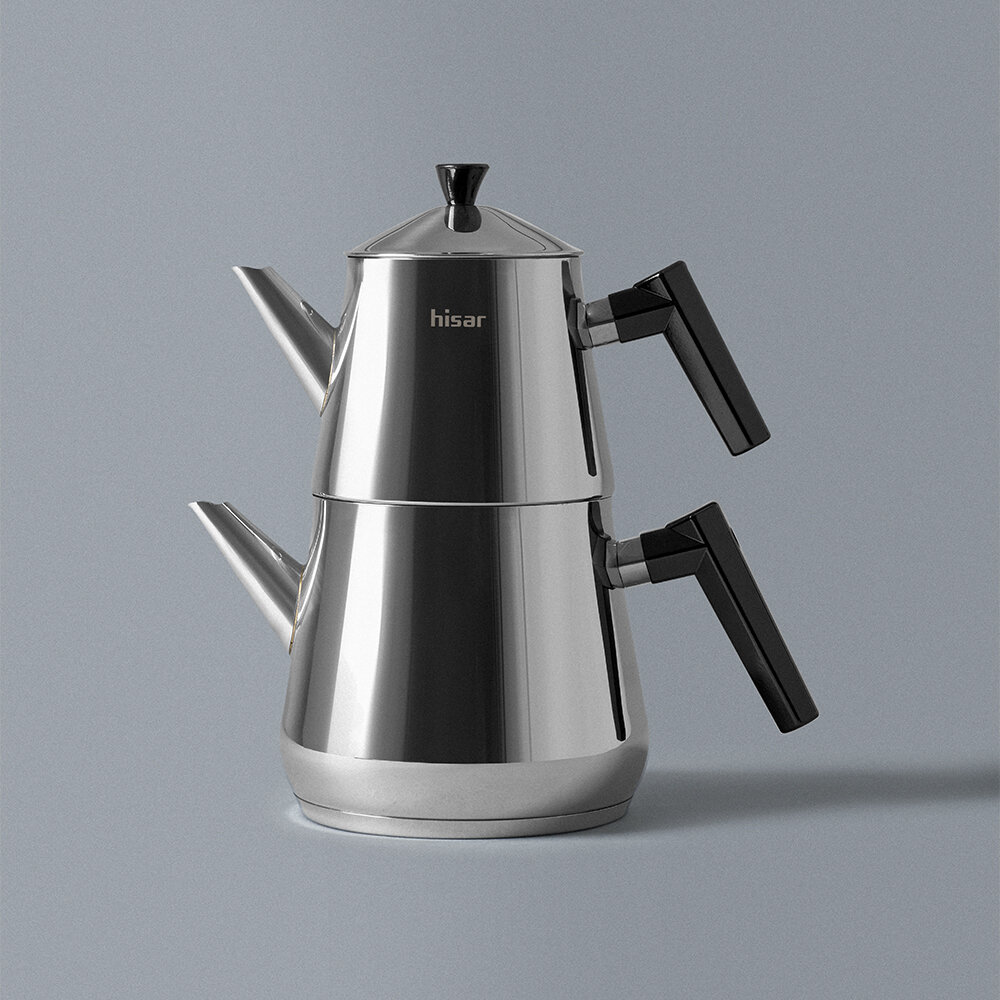 Hisar Heybeli Plus Midi Çelik Çaydanlık Siyah - Hisar