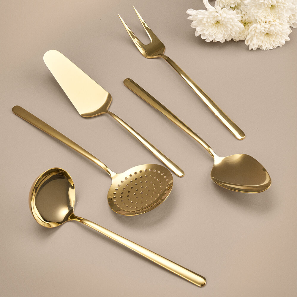 Hisar Milano 5 Parça Çelik Servis Seti Titanyum Gold - 2