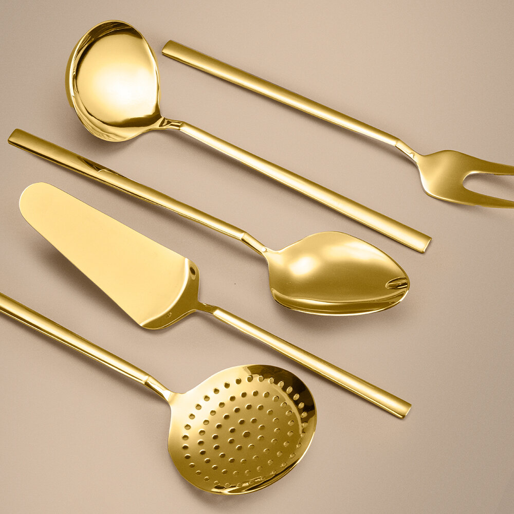 Hisar Milano 5 Parça Çelik Servis Seti Titanyum Gold - 3