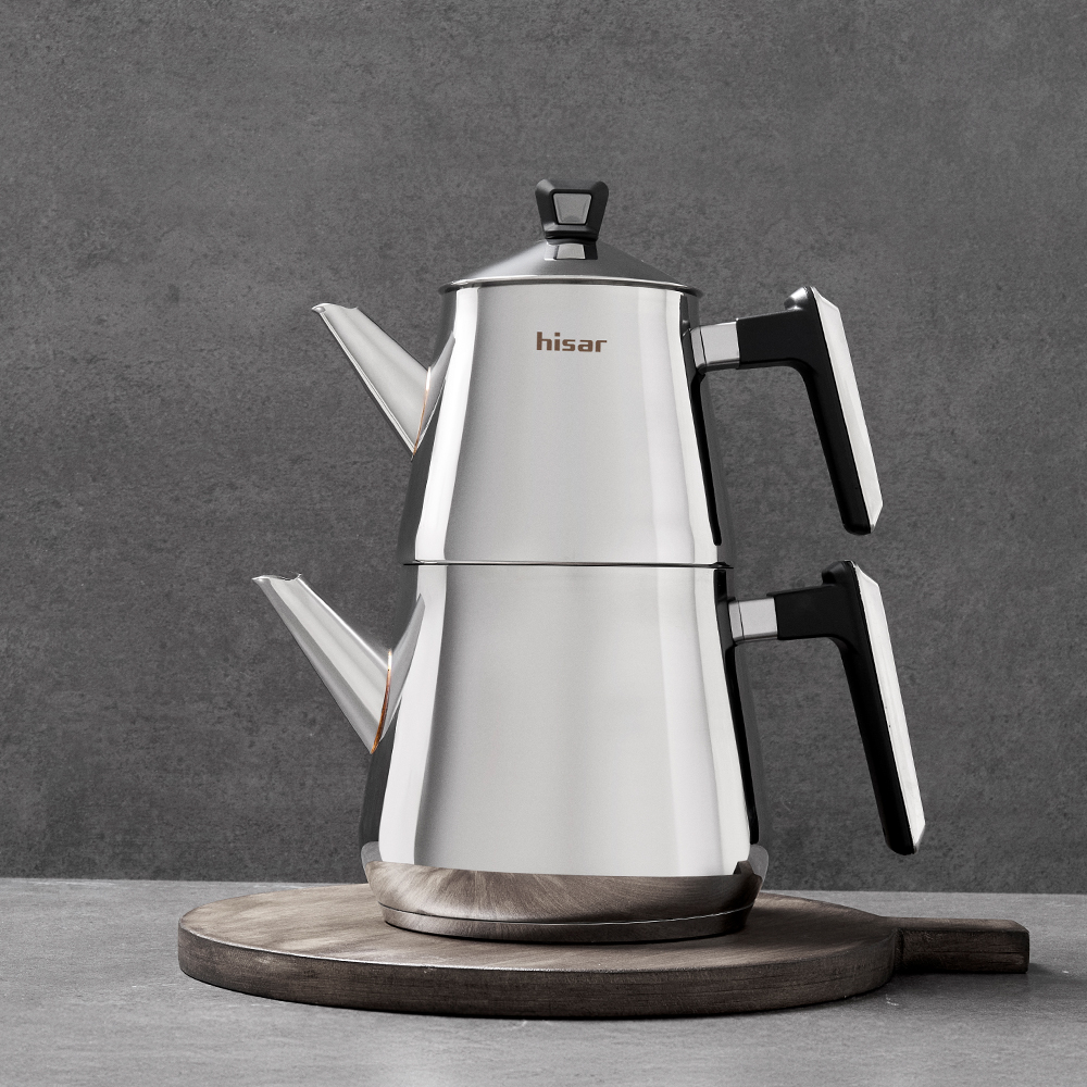 Hisar Siena Maxi İndüksiyon Tabanlı Çelik Çaydanlık Siyah - 1