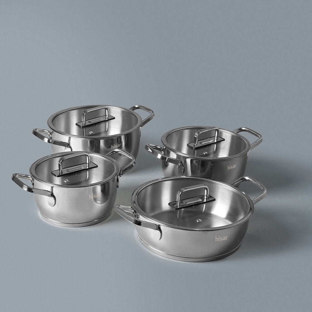 Hisar Stella 8 Parça Çelik Tencere Seti - 1