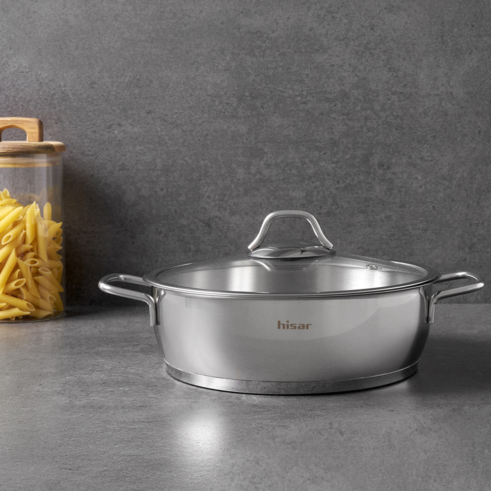 Hisar Teos İndüksiyon Tabanlı Çelik Basık Tencere 24 Cm - Hisar