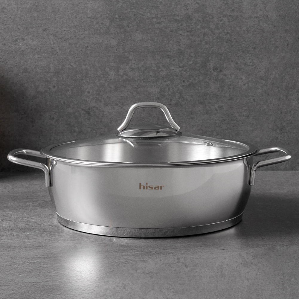 Hisar Teos İndüksiyon Tabanlı Çelik Basık Tencere 26 Cm - Hisar